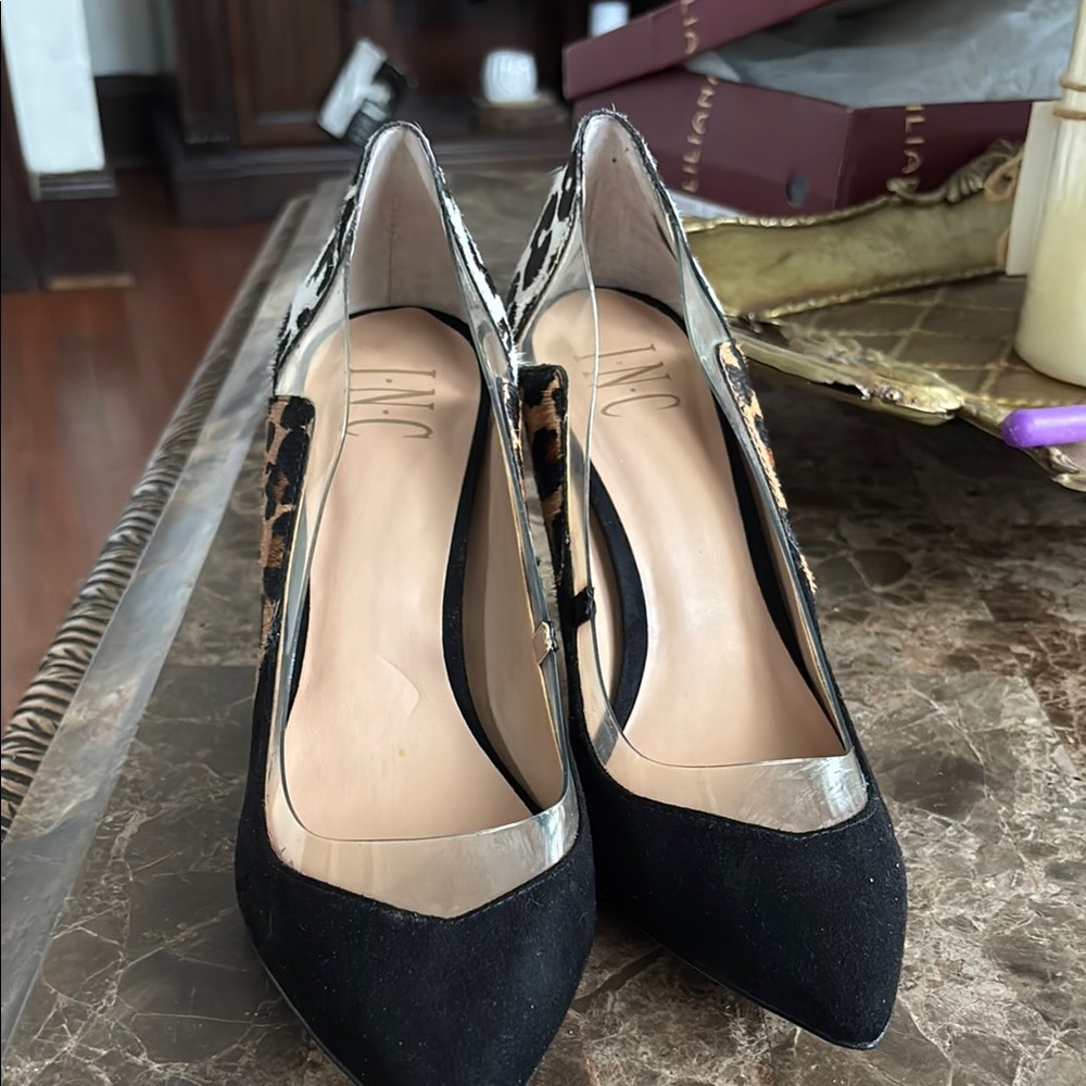Chic Black and Animal Print Women's Heels